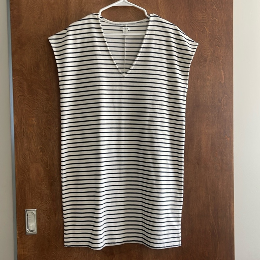 Navy stripe cotton blend shirt dress cover up J Crew great barely worn condition